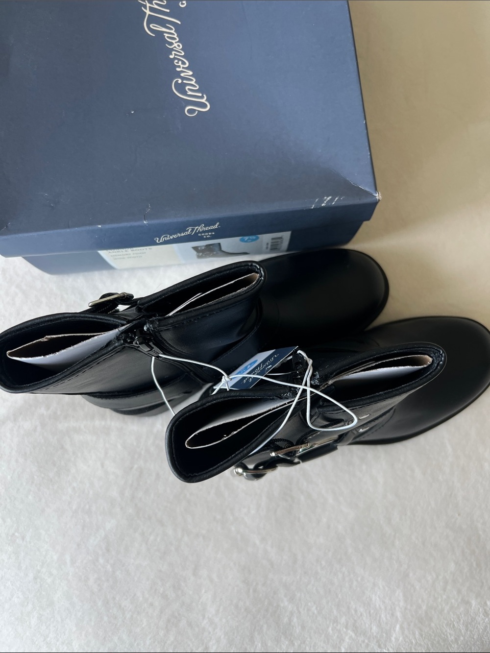 Universal Thread Black Leather Harness Ankle Boots with Silver Hardware - Picture 6 of 8